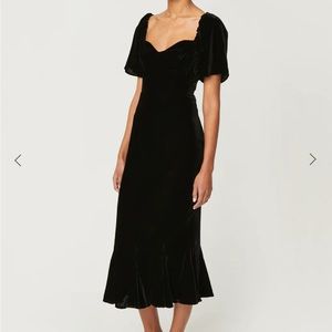 NWT Rhode Anthropologie Velvet Ramona Dress in Jet Black